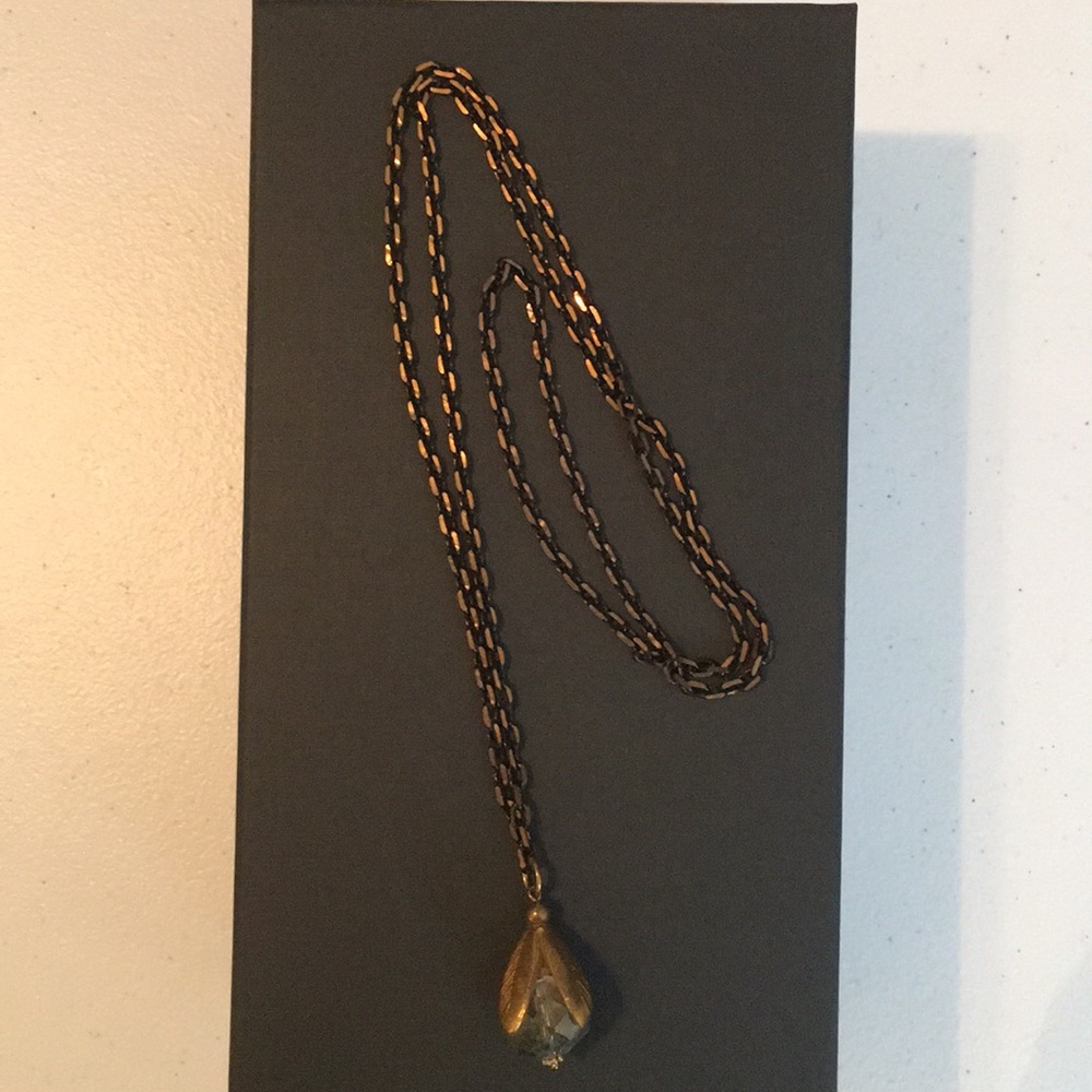 Fabulina Grey Crystal Drop Necklace